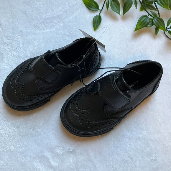 George Toddler Size 6 Black Oxford Velcro Dress Shoes NWT Holiday Boy - Picture 3 of 12